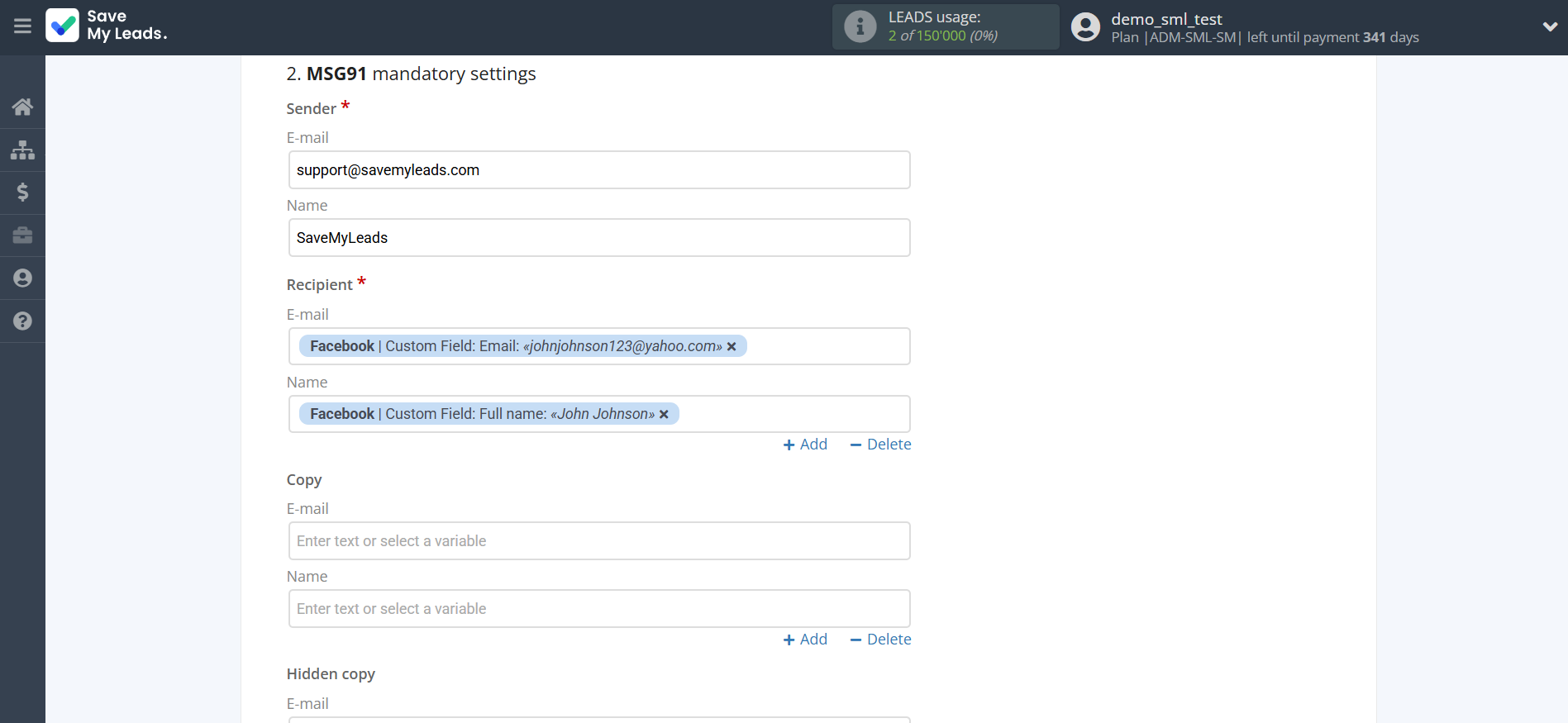 How to Connect Facebook with MSG91 Send Email | Assigning fields