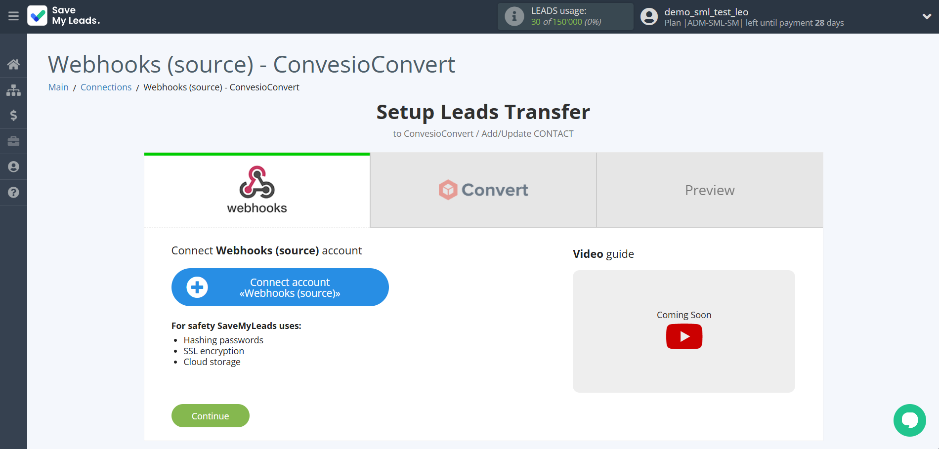 How to Connect Webhooks with ConvesioConvert | Data Source account connection How to Connect Webhooks with ConvesioConvert | Data Source account connection