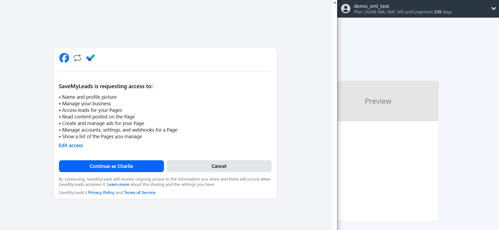 How to Connect Facebook with Telegram | Data Source account
