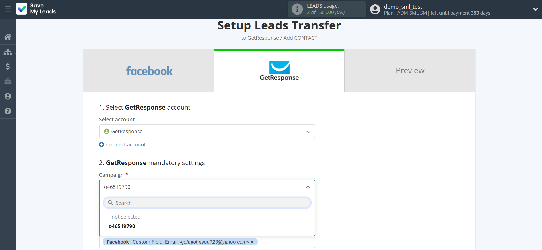 How to Connect Facebook with GetResponse | Assigning fields How to Connect Facebook with GetResponse | Assigning fields