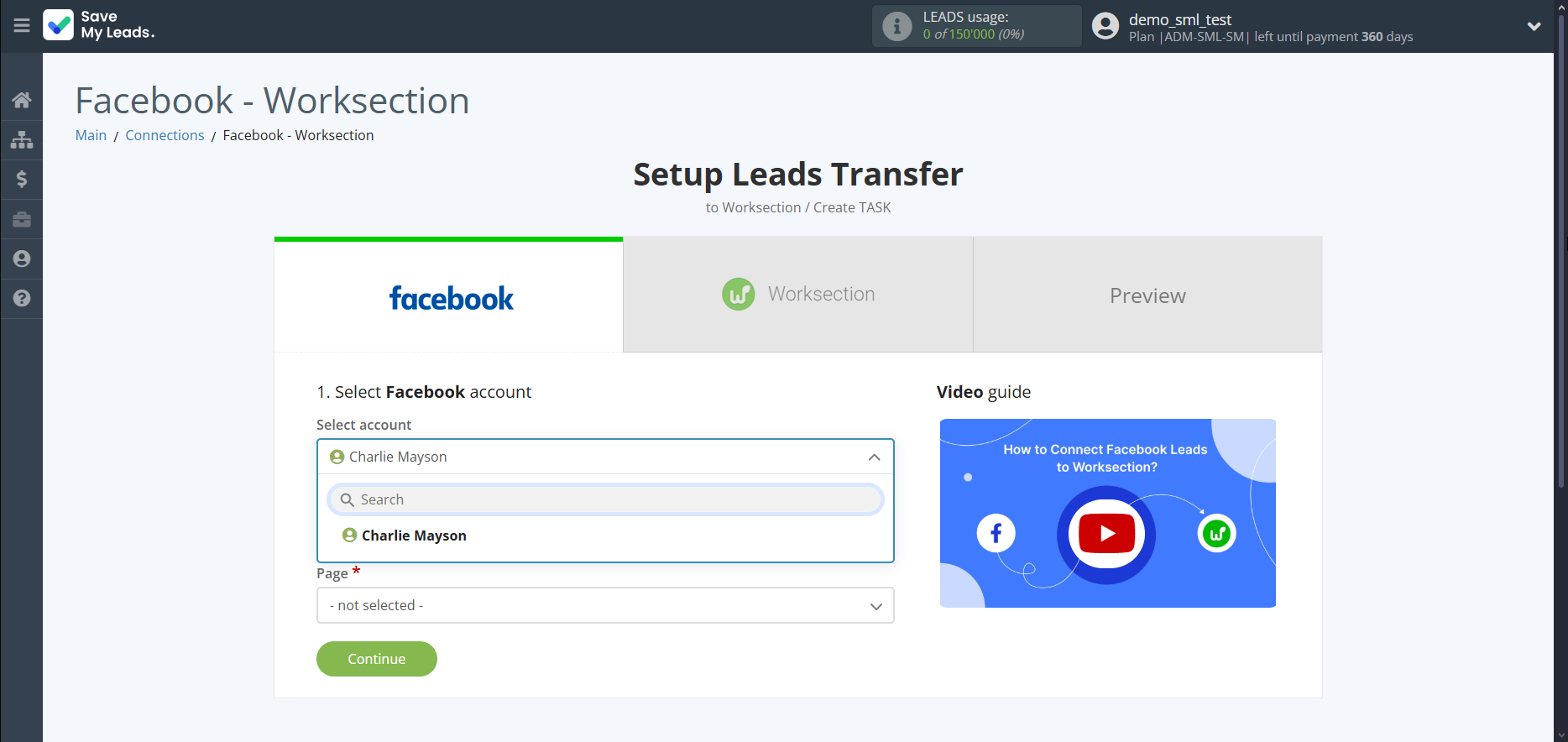 How to Connect Facebook with Worksection | Data Source account connection How to Connect Facebook with Worksection | Data Source account connection