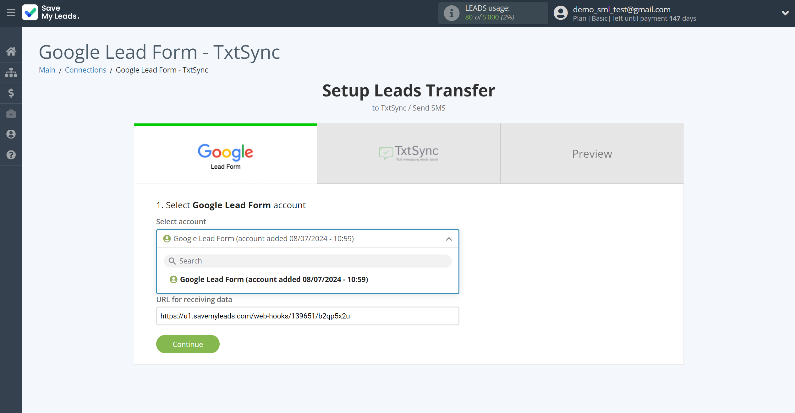 How to Connect Google Lead Form with TxtSync | Data Source account selection How to Connect Google Lead Form with TxtSync | Data Source account selection