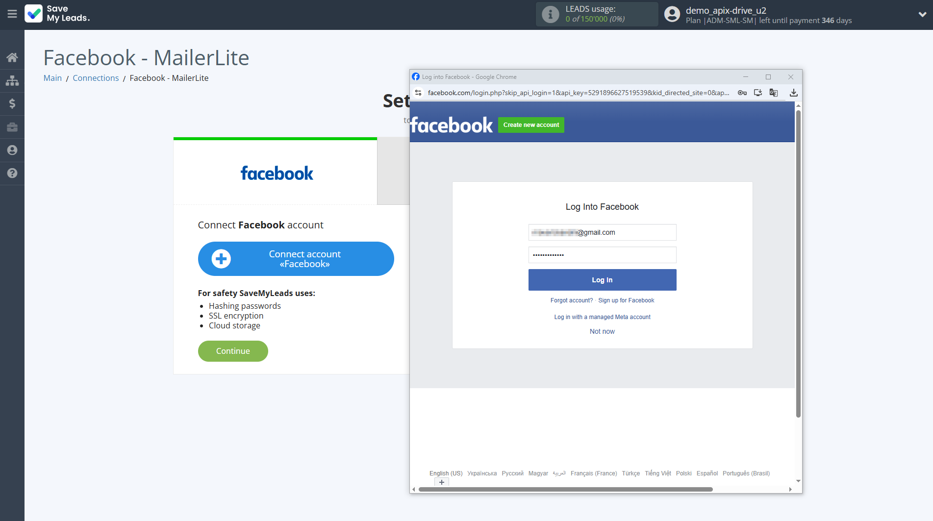 How to Connect Facebook with MailerLite | Data Source account