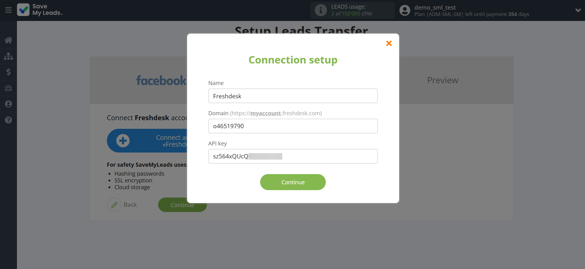 How to Connect Facebook with Freshdesk Create Contacts | Data Destination account connection