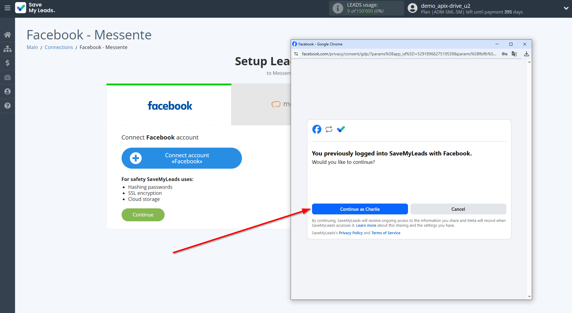How to Connect Facebook with Messente | Data Source account connection