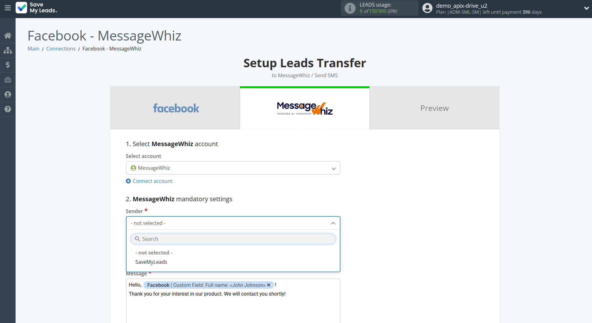 How to Connect Facebook with MessageWhiz | Assigning fields