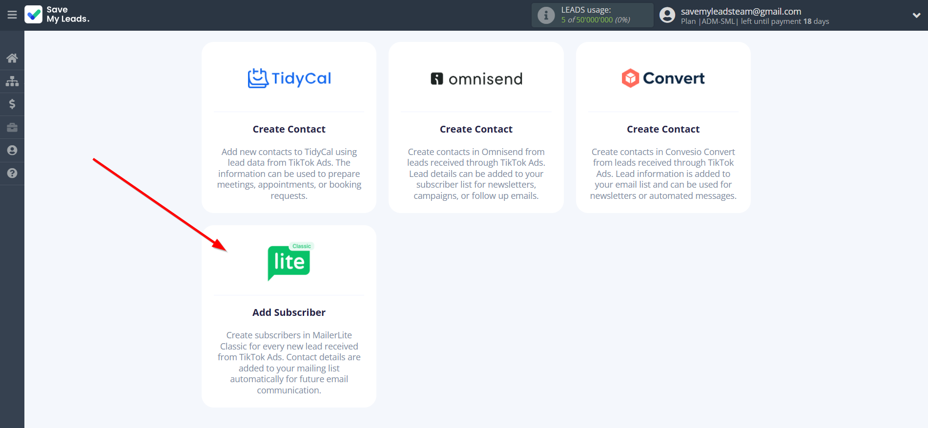 How to Connect TikTok with MailerLite Classic | Data Destination system selection How to Connect TikTok with MailerLite Classic | Data Destination system selection