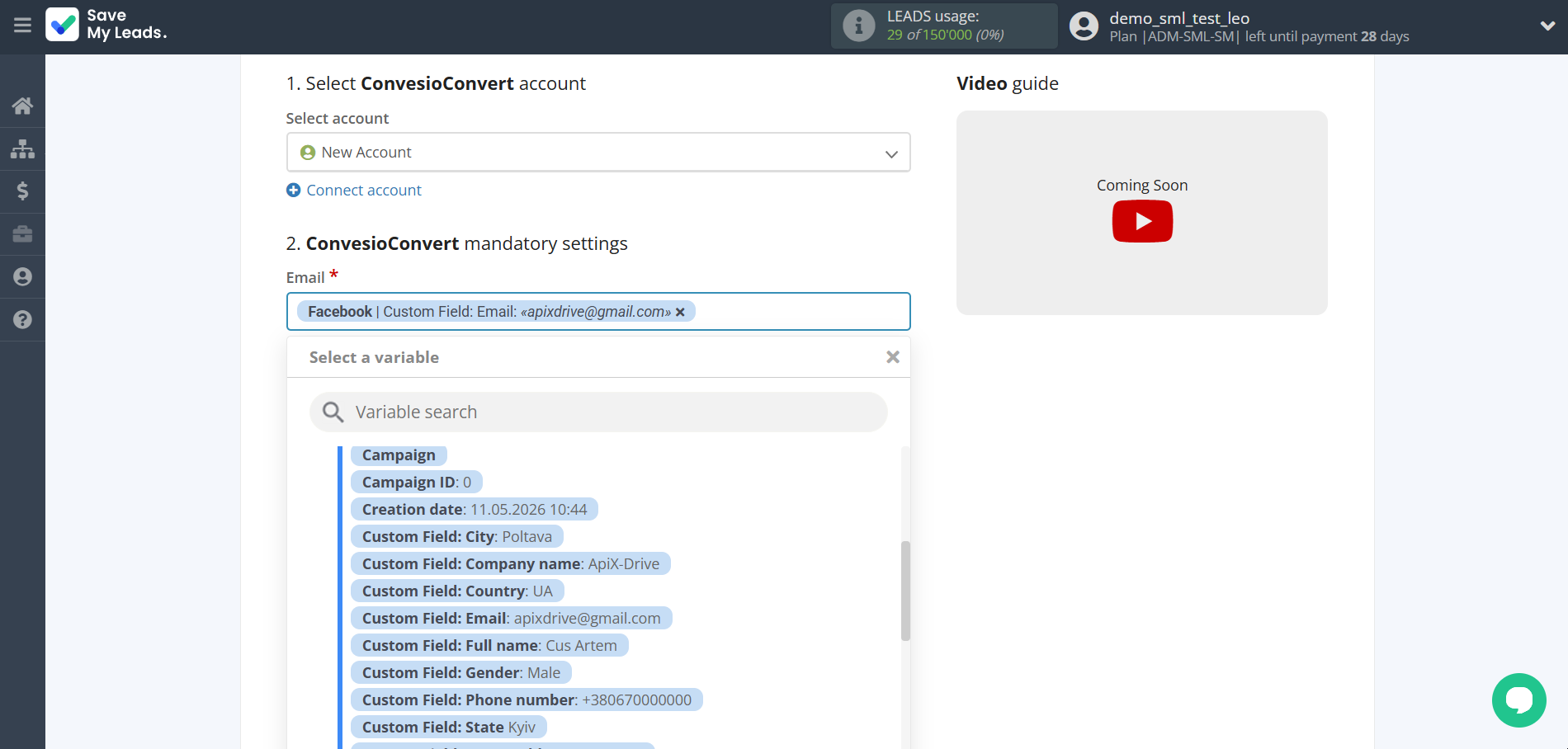 How to Connect Facebook with ConvesioConvert | Assigning fields