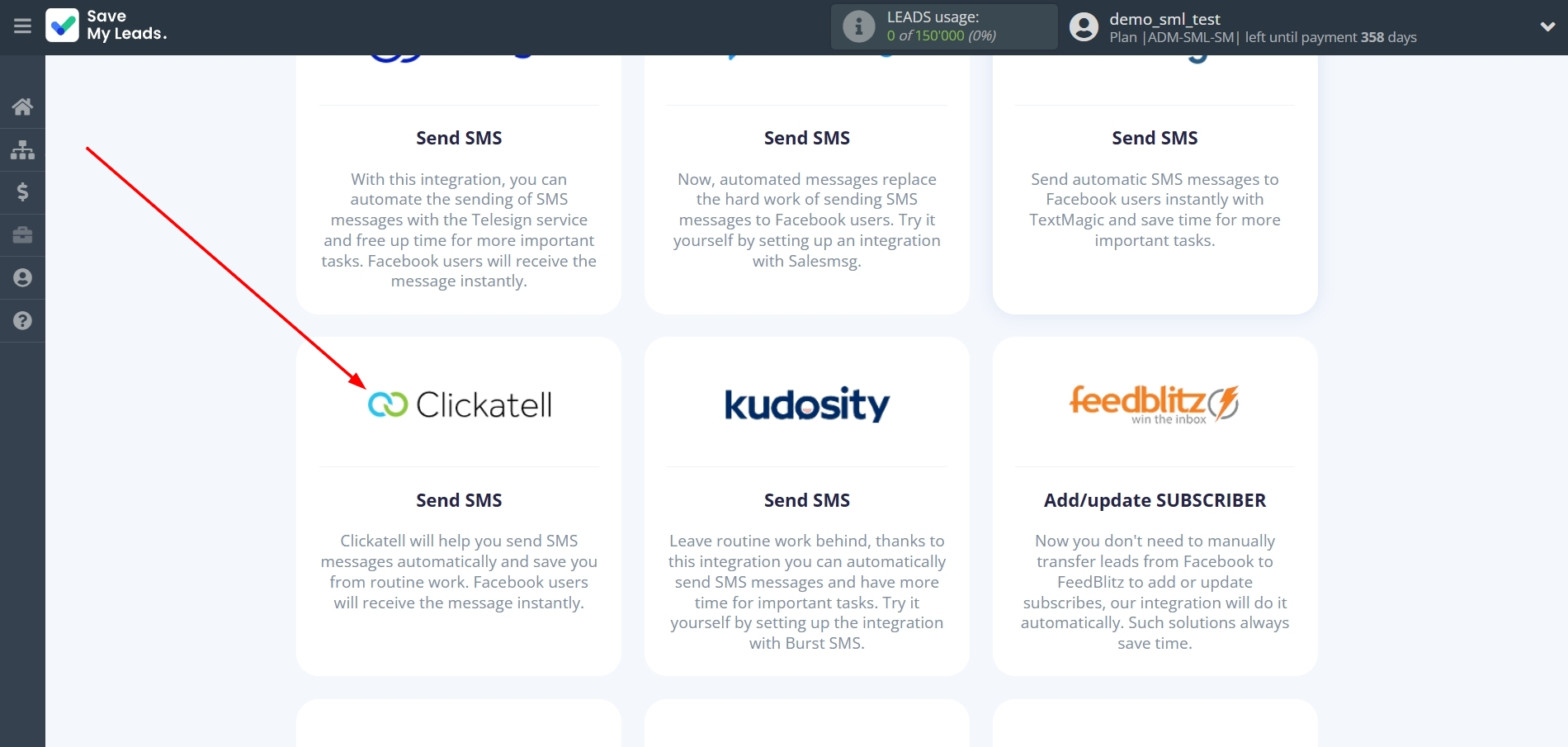 How to Connect Facebook with Clickatell | Data Destination system selection How to Connect Facebook with Clickatell | Data Destination system selection