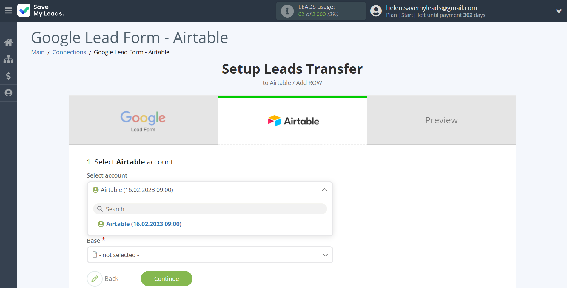 How to Connect Google Lead Form with AirTable | Data Destination account selection How to Connect Google Lead Form with AirTable | Data Destination account selection