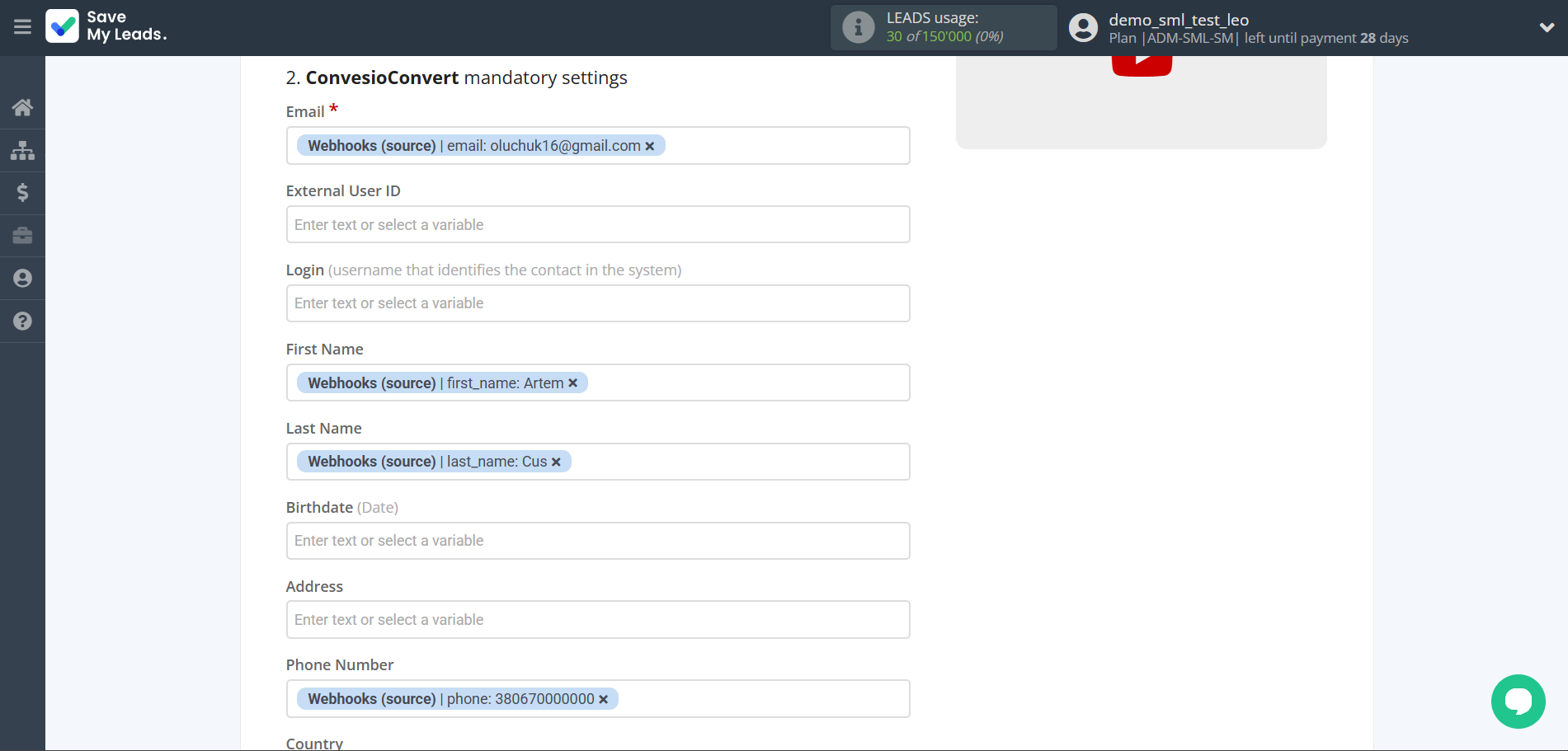 How to Connect Webhooks with ConvesioConvert | Assigning fields How to Connect Webhooks with ConvesioConvert | Assigning fields