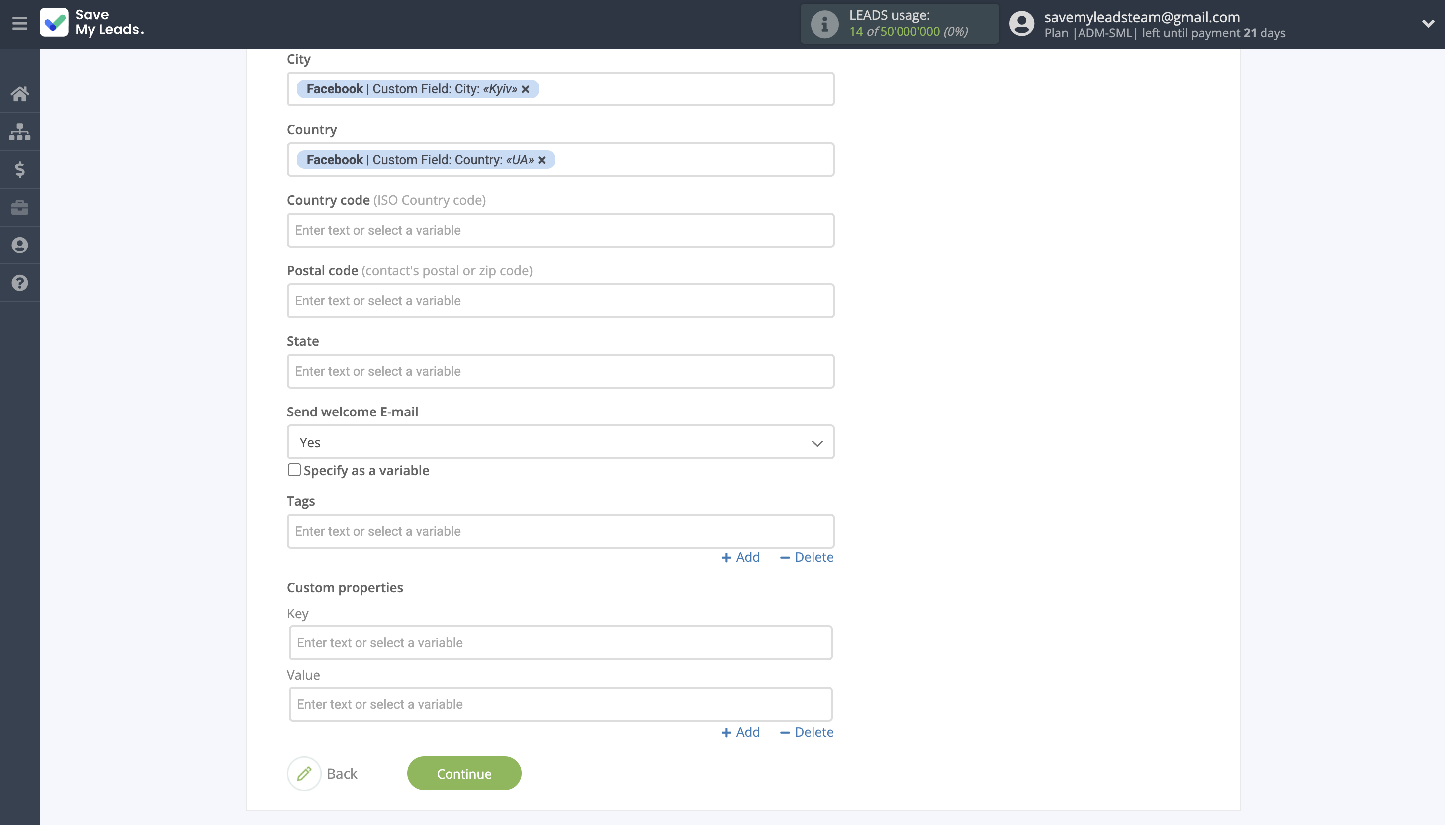 How to Connect Facebook with Omnisend Create Contact | Assigning fields