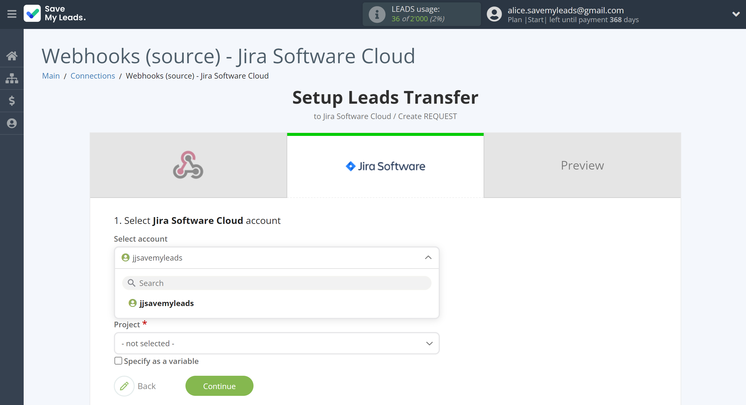 How to Connect Webhooks with Jira Software Cloud | Data Destination account selection How to Connect Webhooks with Jira Software Cloud | Data Destination account selection