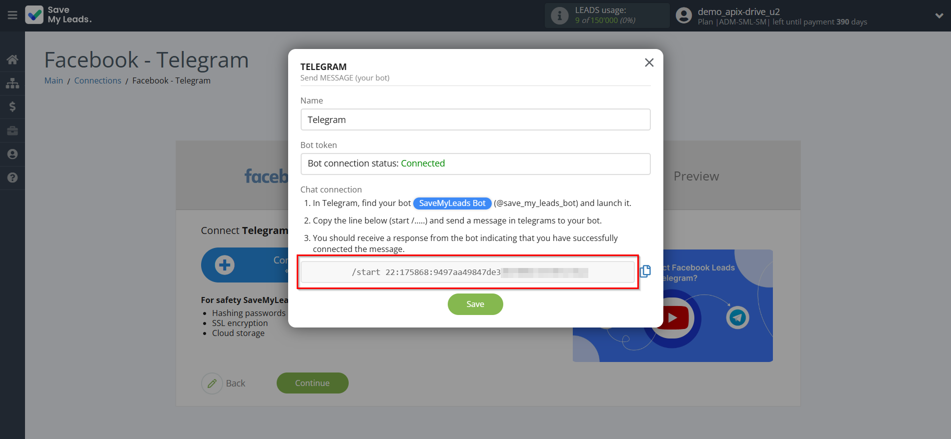 How to Connect Facebook with Telegram (your bot) | Data Destination account connection