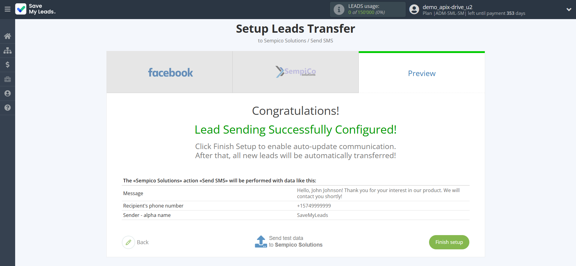 How to Connect Facebook with Sempico Solutions | Test data