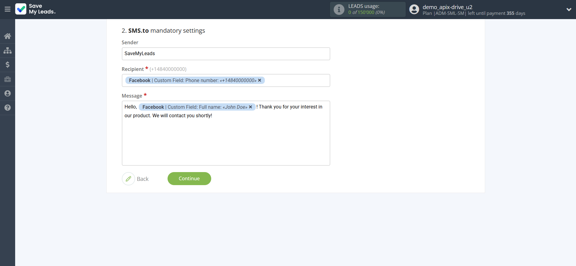 How to Connect Facebook with SMS.to | Assigning fields How to Connect Facebook with SMS.to | Assigning fields