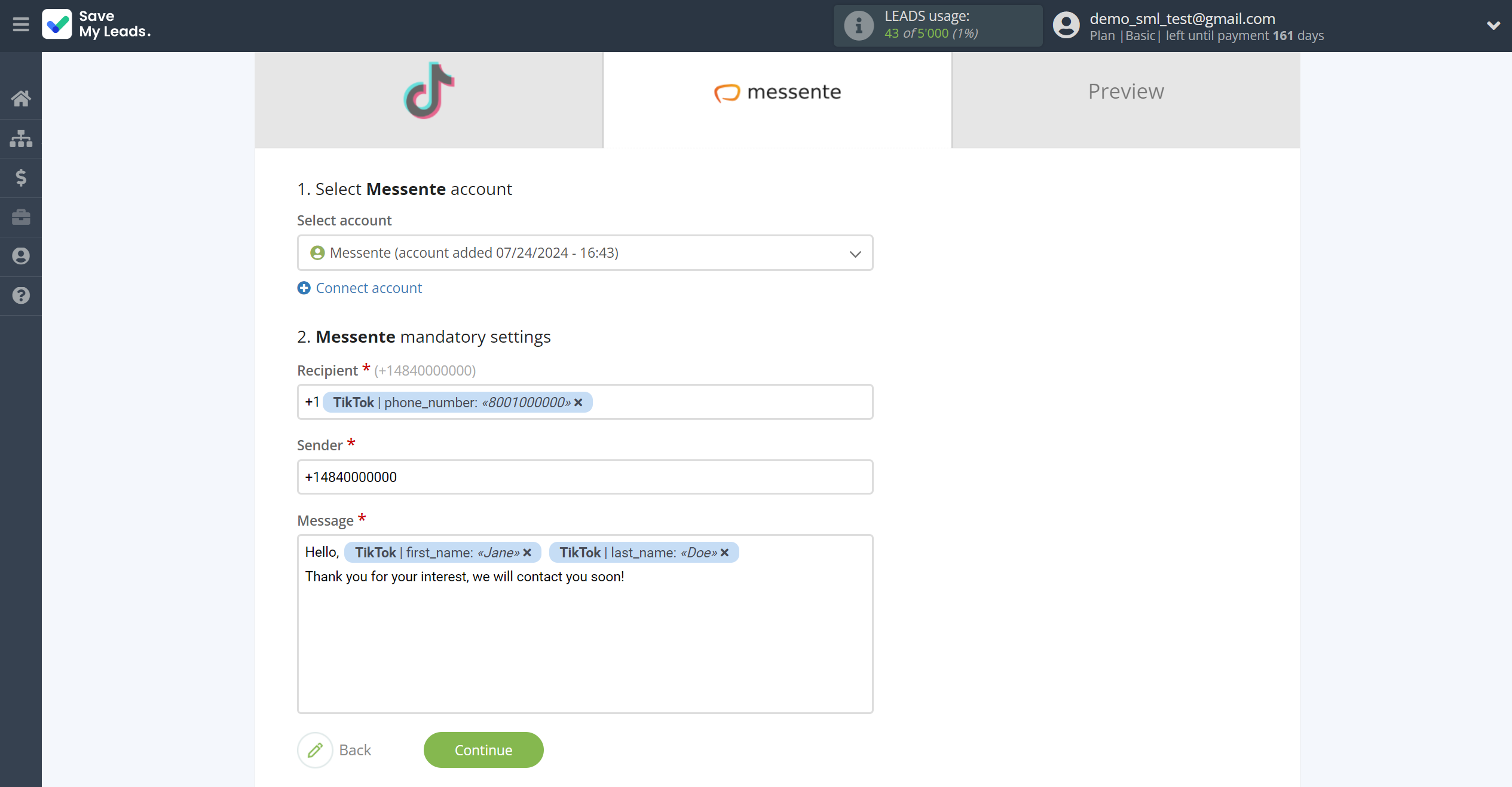 How to Connect TikTok with Messente | Assigning fields How to Connect TikTok with Messente | Assigning fields