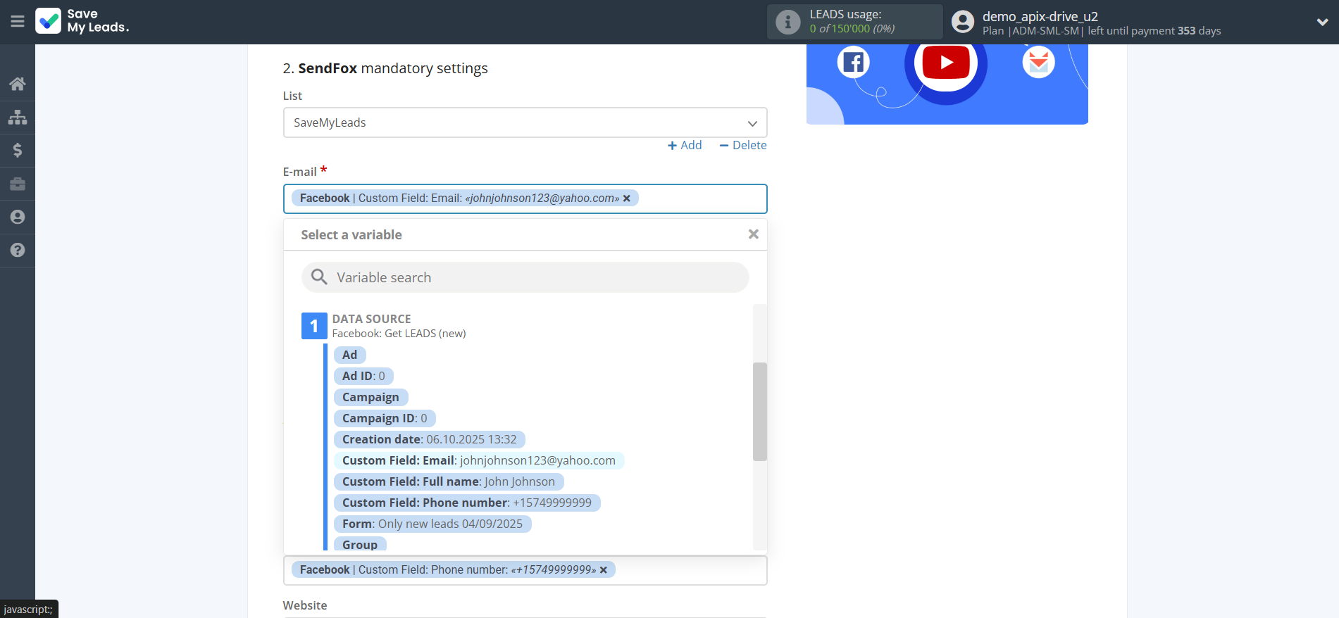 How to Connect Facebook with SendFox | Assigning fields How to Connect Facebook with SendFox | Assigning fields