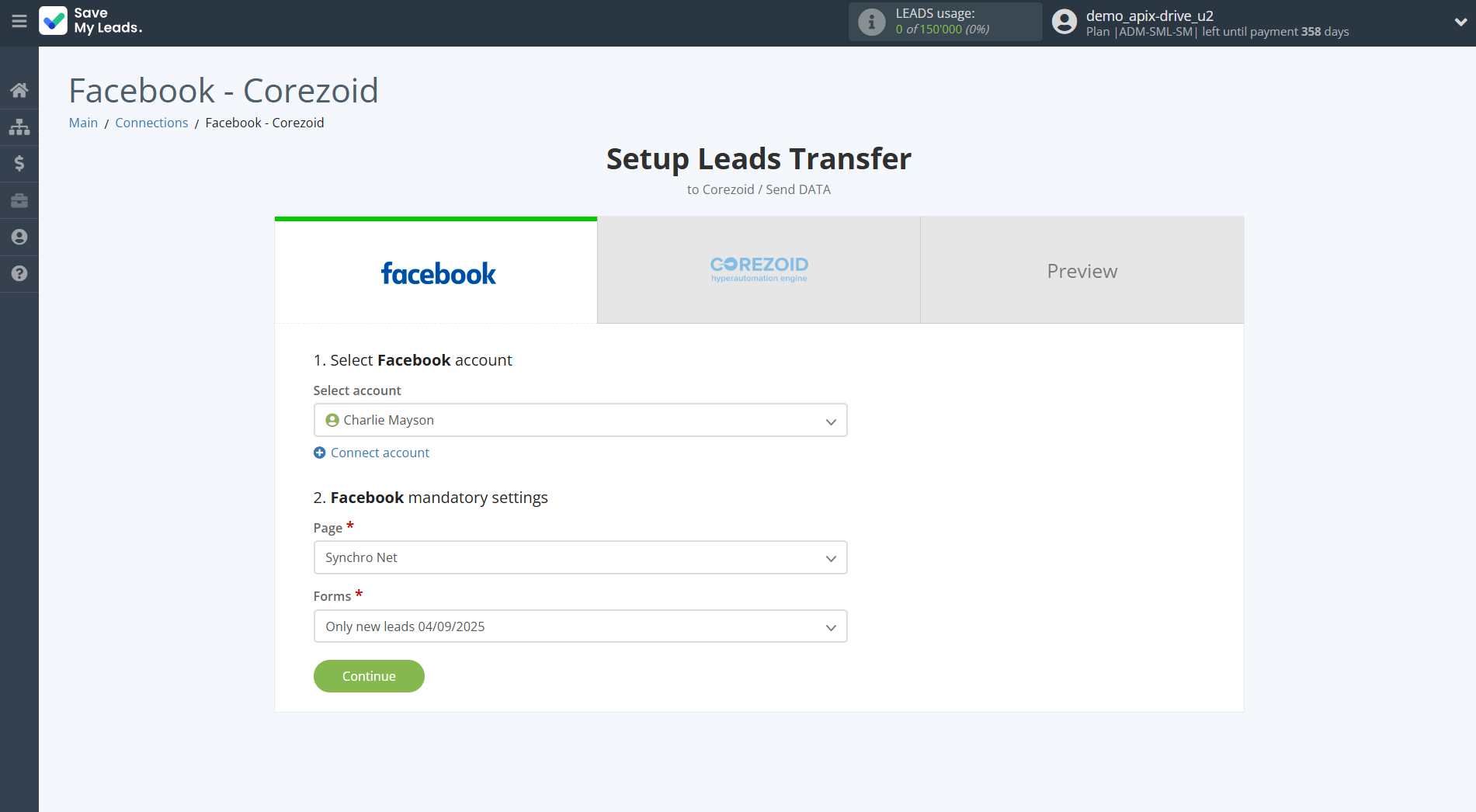 How to Connect Facebook with Corezoid | Data Source account connection How to Connect Facebook with Corezoid | Data Source account connection