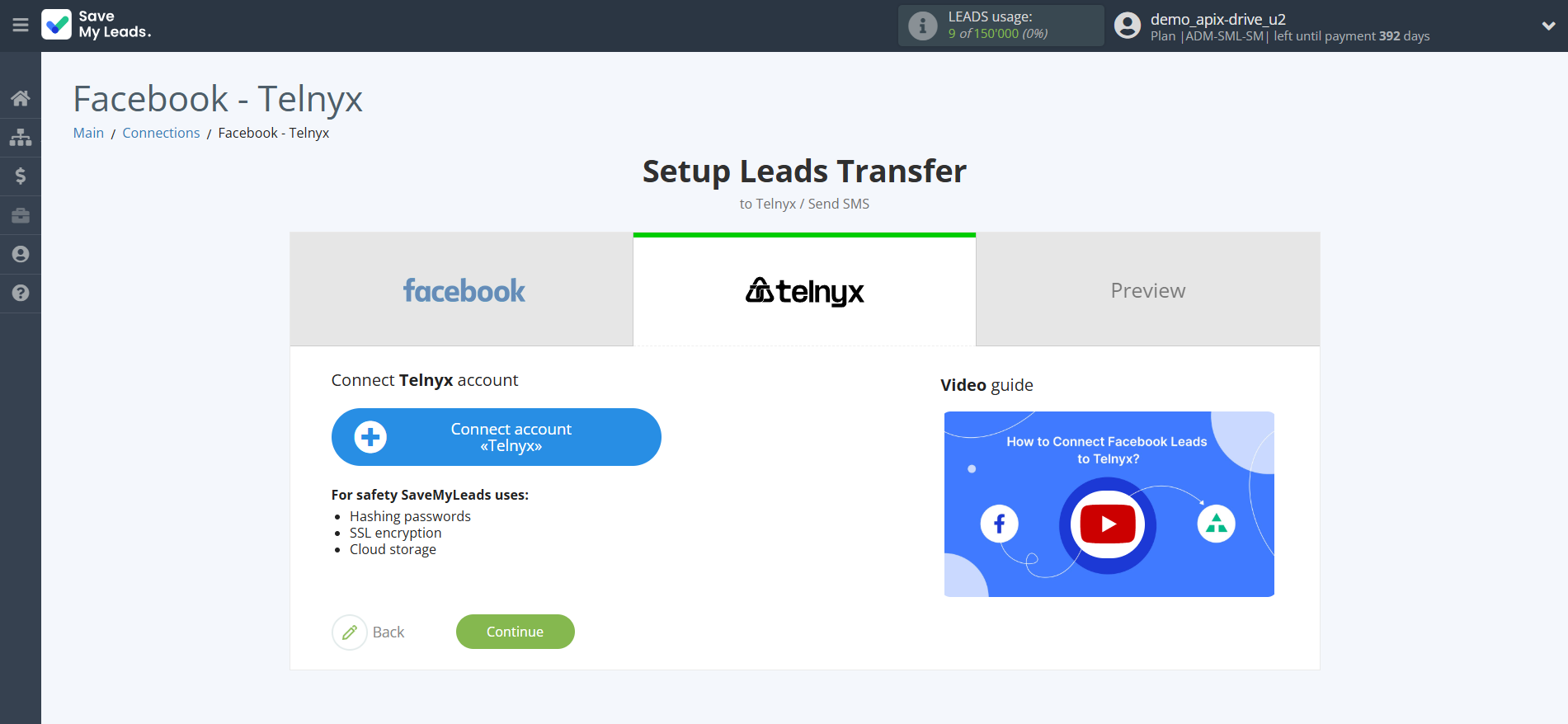 How to Connect Facebook with Telnyx | Data Destination account connection