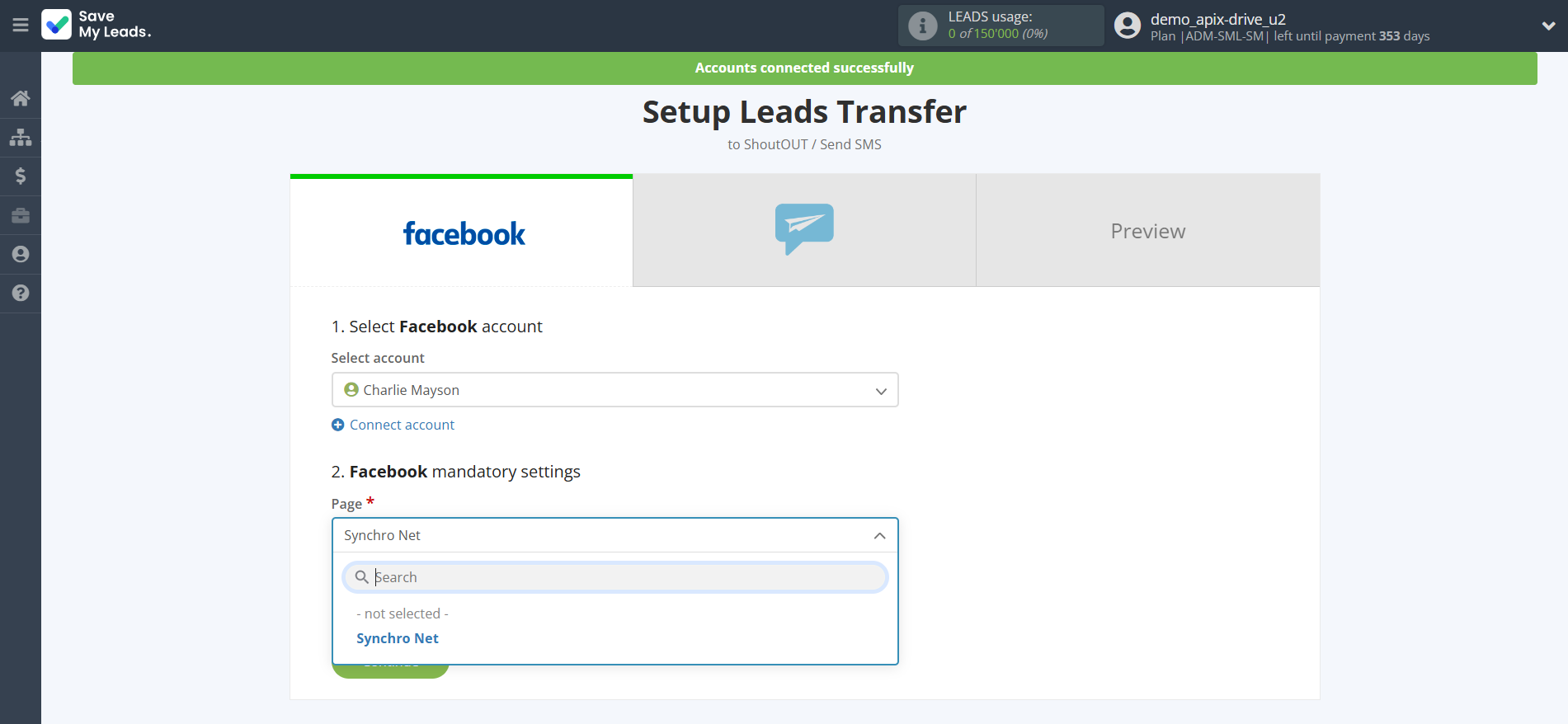 How to Connect Facebook with ShoutOUT | Data Source account selection