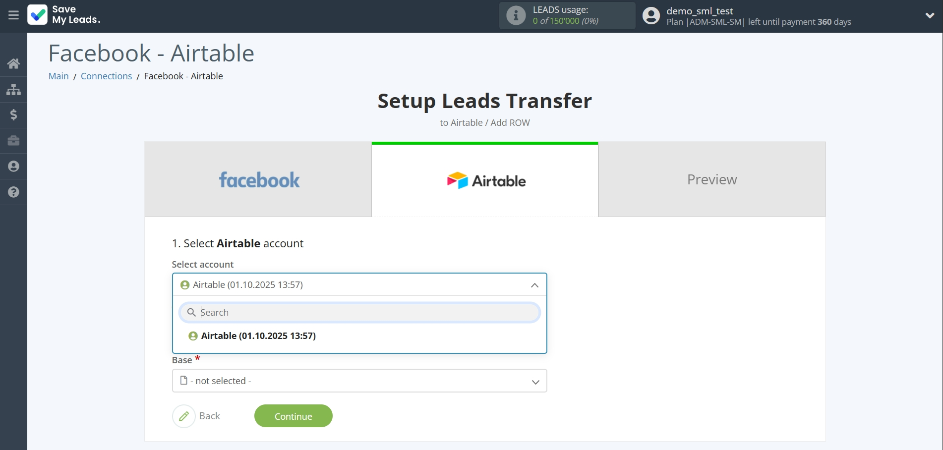 How to Connect Facebook with AirTable | Data Destination account selection How to Connect Facebook with AirTable | Data Destination account selection