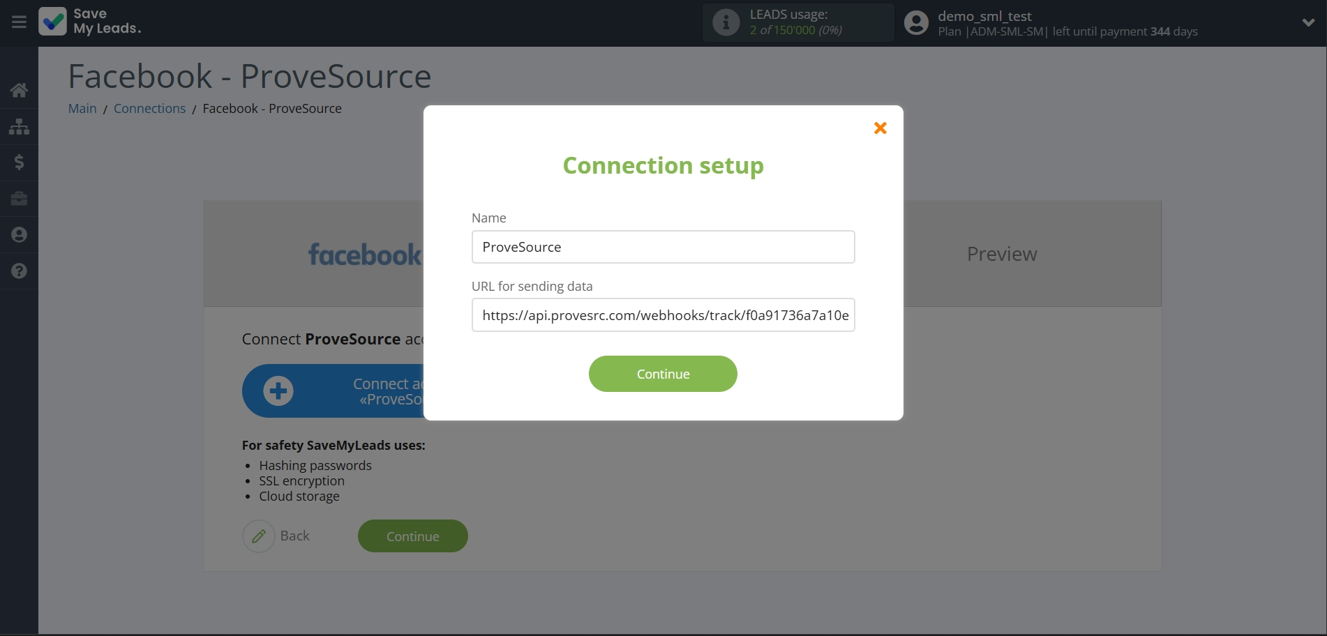 How to Connect Facebook with ProveSource | Data Destination account connection