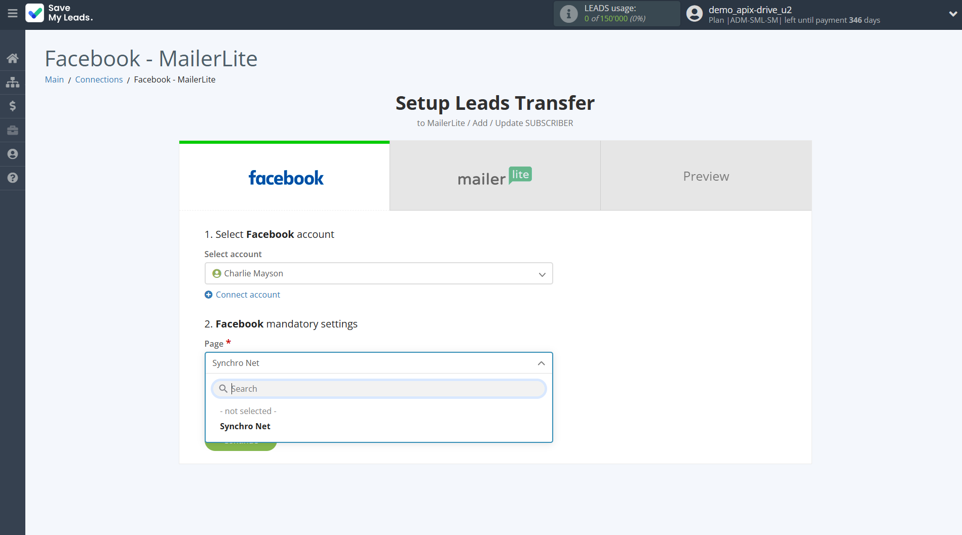 How to Connect Facebook with MailerLite | Data Source account connection