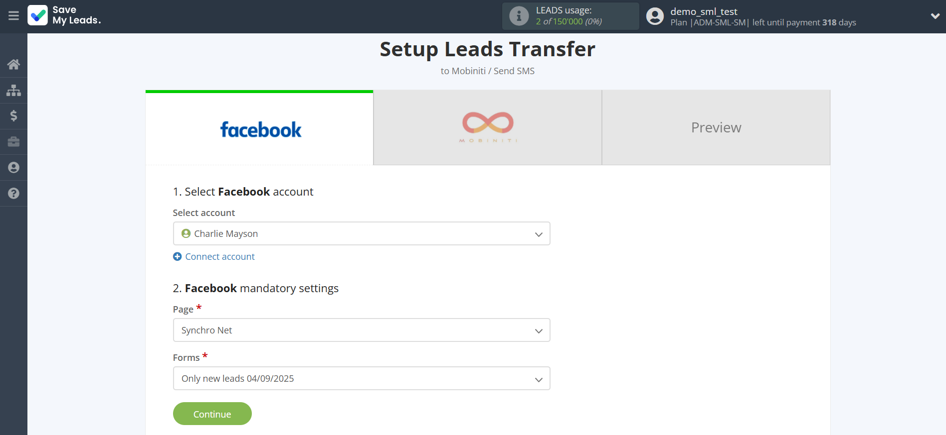 How to Connect Facebook with Mobiniti | Data Source account connection