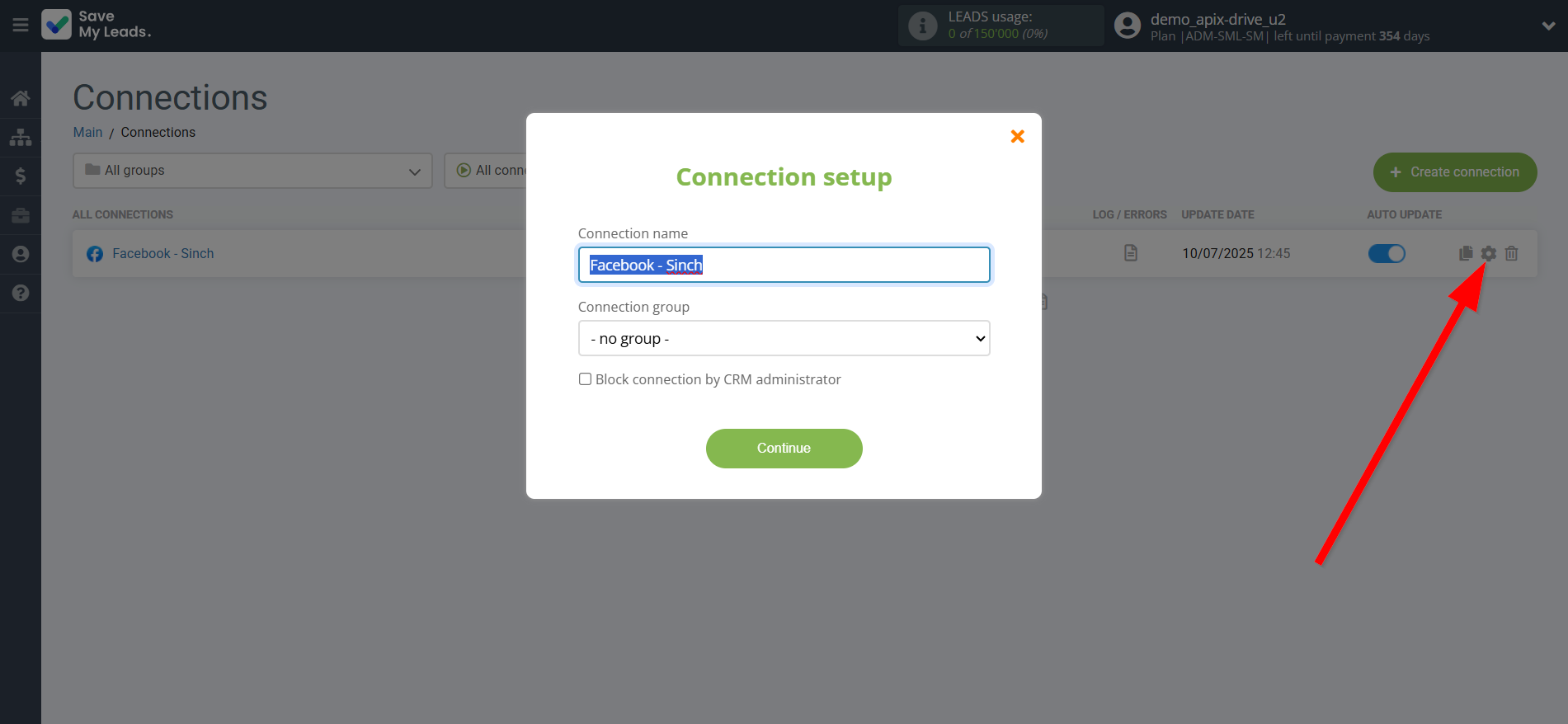 How to Connect Facebook with Sinch | Name and group connection