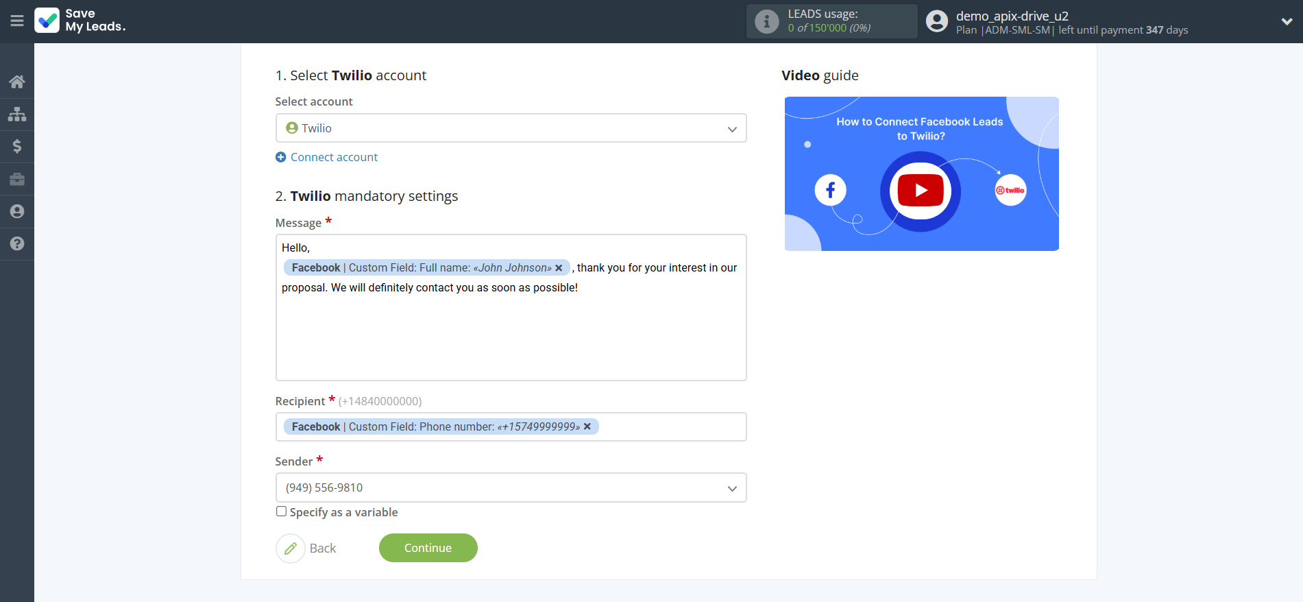 How to Connect Facebook with Twilio | Assigning fields How to Connect Facebook with Twilio | Assigning fields