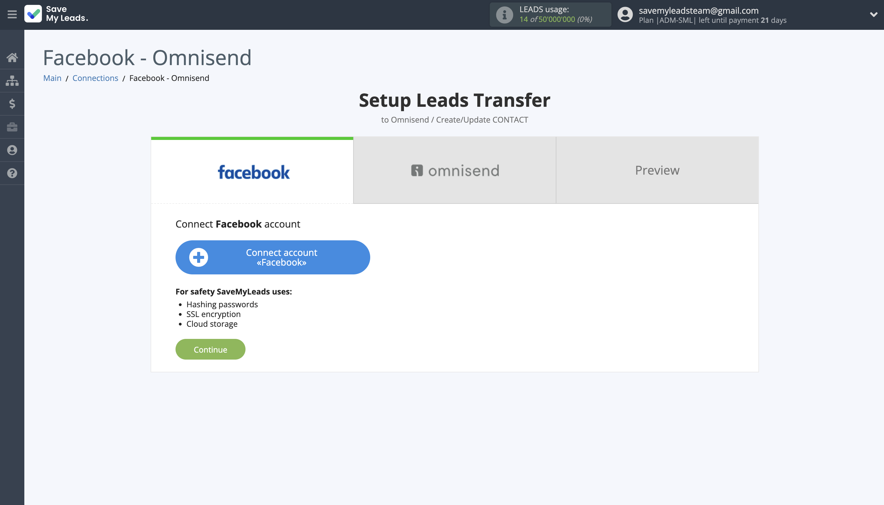 How to Connect Facebook with Omnisend Create Contact | Data Source account connection