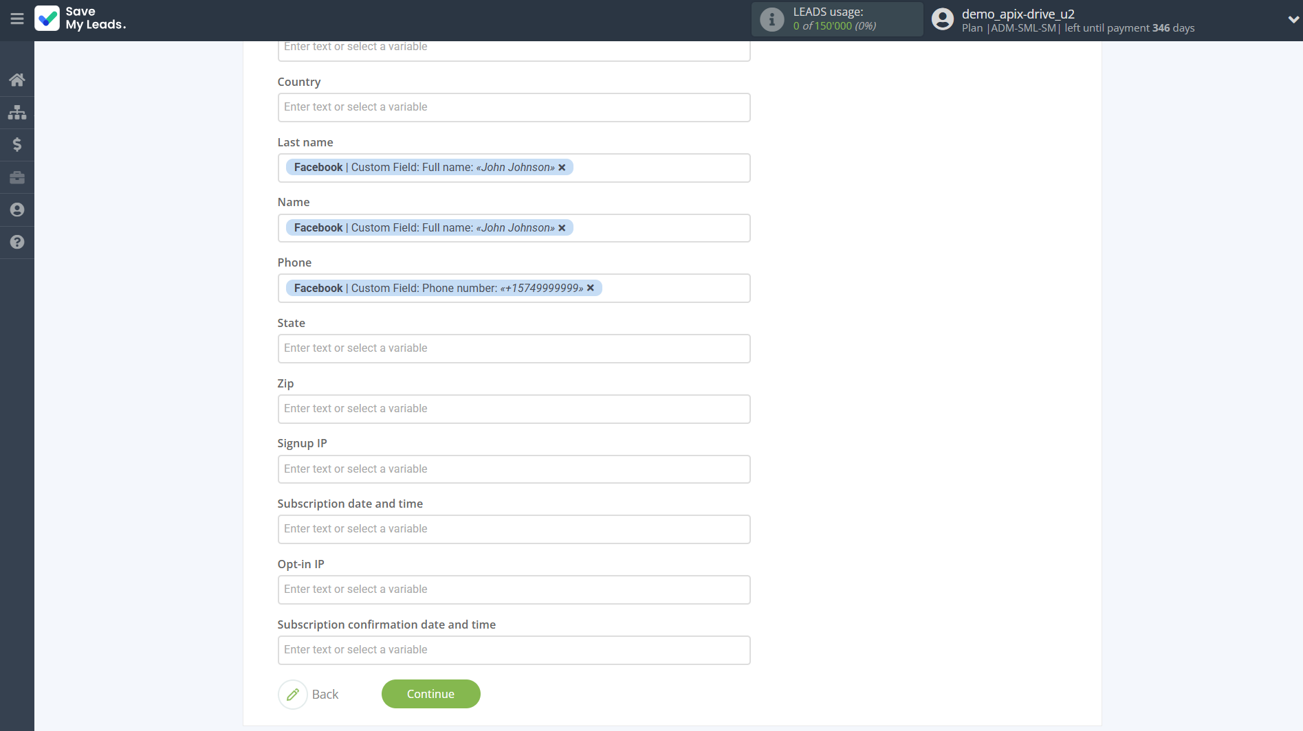 How to Connect Facebook with MailerLite | Assigning fields