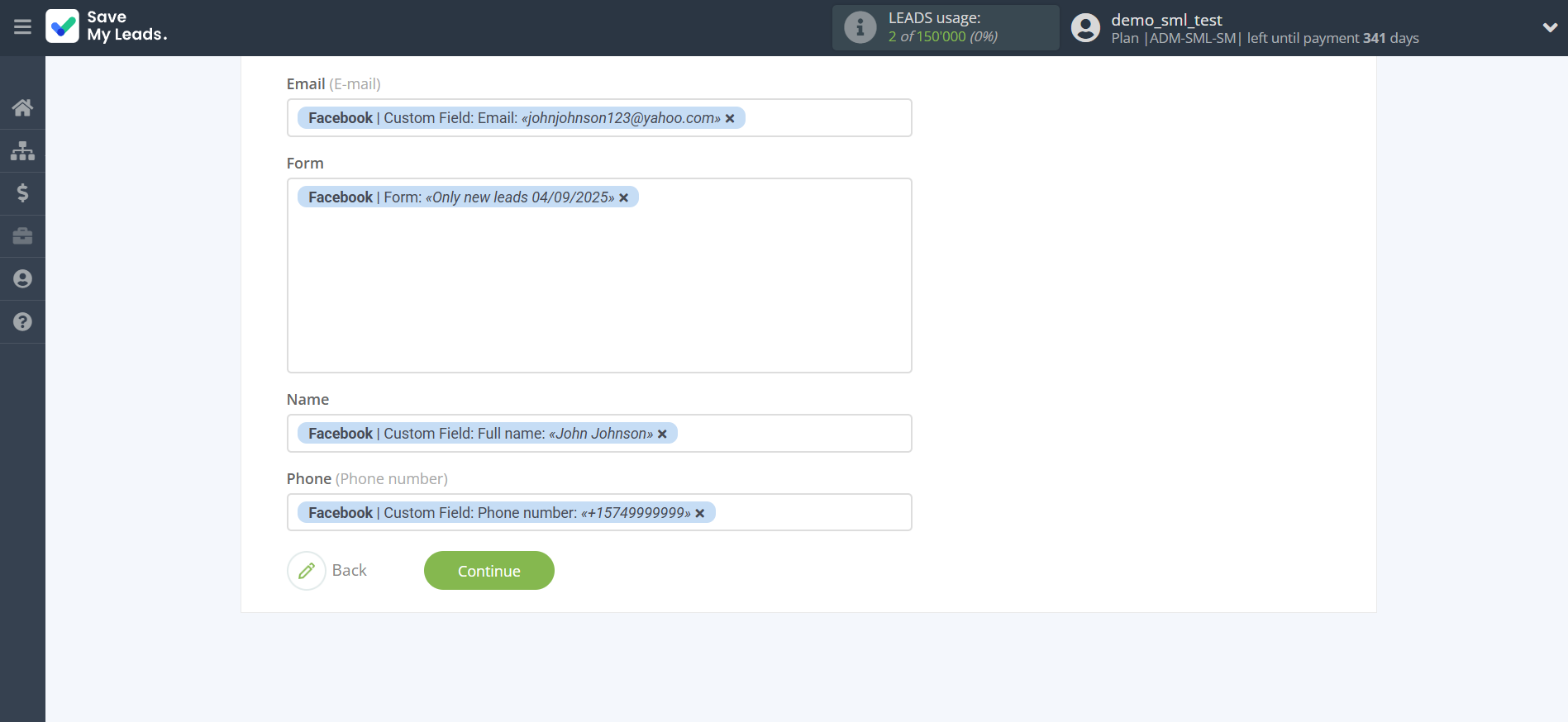 How to Connect Facebook with Notion | Assigning fields