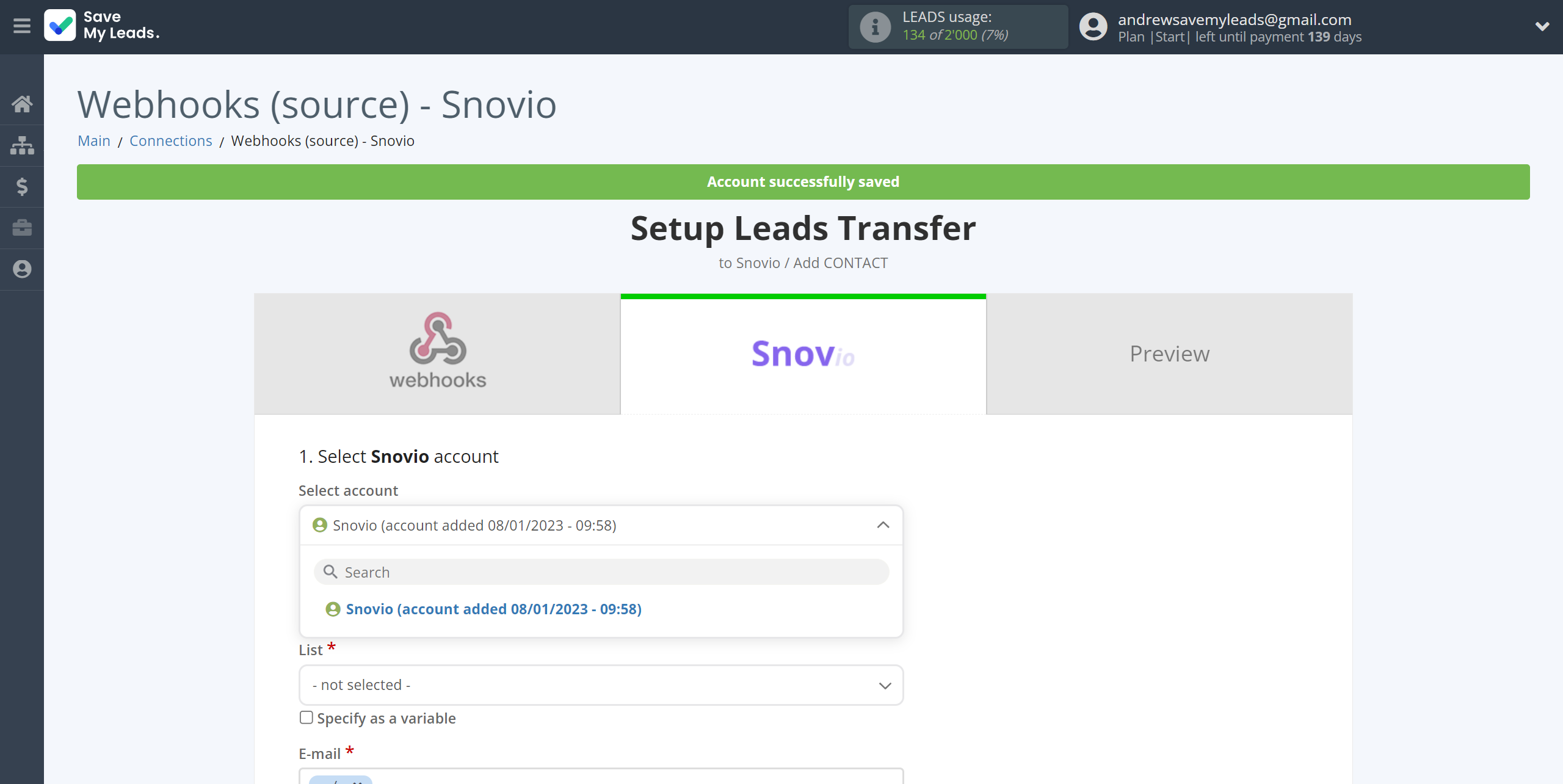 How to Connect Webhooks with Snovio Add Contact | Data Destination account selection How to Connect Webhooks with Snovio Add Contact | Data Destination account selection