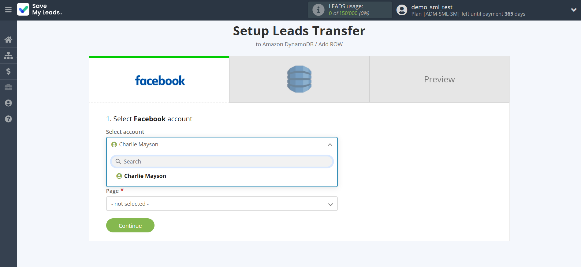 How to Connect Facebook with Amazon DynamoDB | Data Source account selection How to Connect Facebook with Amazon DynamoDB | Data Source account selection