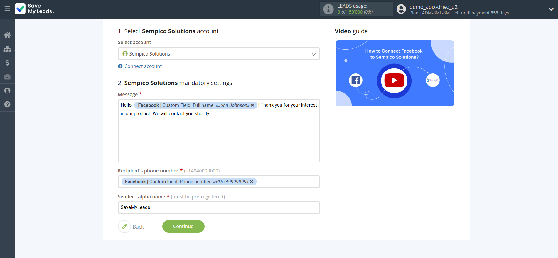 How to Connect Facebook with Sempico Solutions | Assigning fields