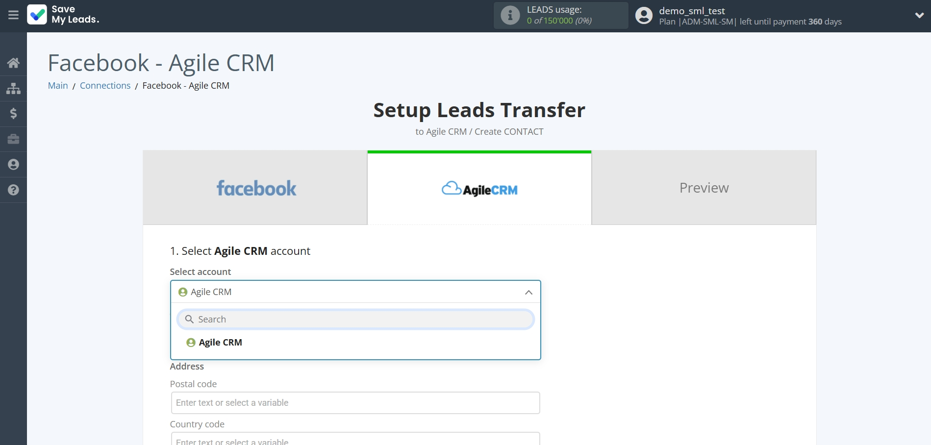 How to Connect Facebook with AgileCRM Create Contacts | Data Destination account selection How to Connect Facebook with AgileCRM Create Contacts | Data Destination account selection