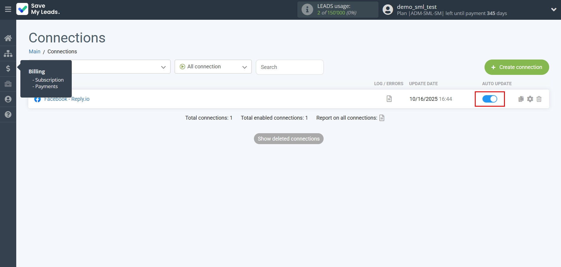 How to Connect Facebook with Reply.io | Enable auto-update