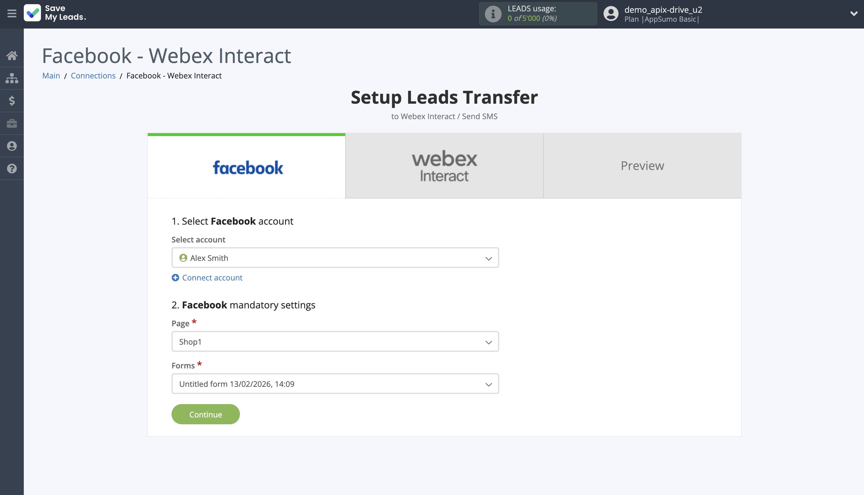 How to Connect Facebook with Webex Interact | Data Source account selection How to Connect Facebook with Webex Interact | Data Source account selection