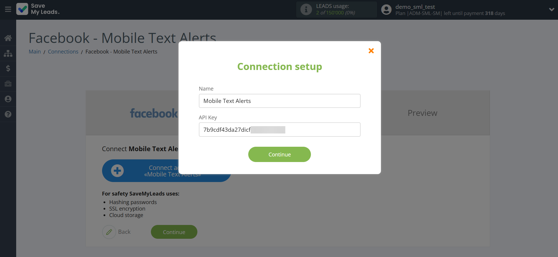 How to Connect Facebook with Mobile Text Alerts | Data Destination account connection