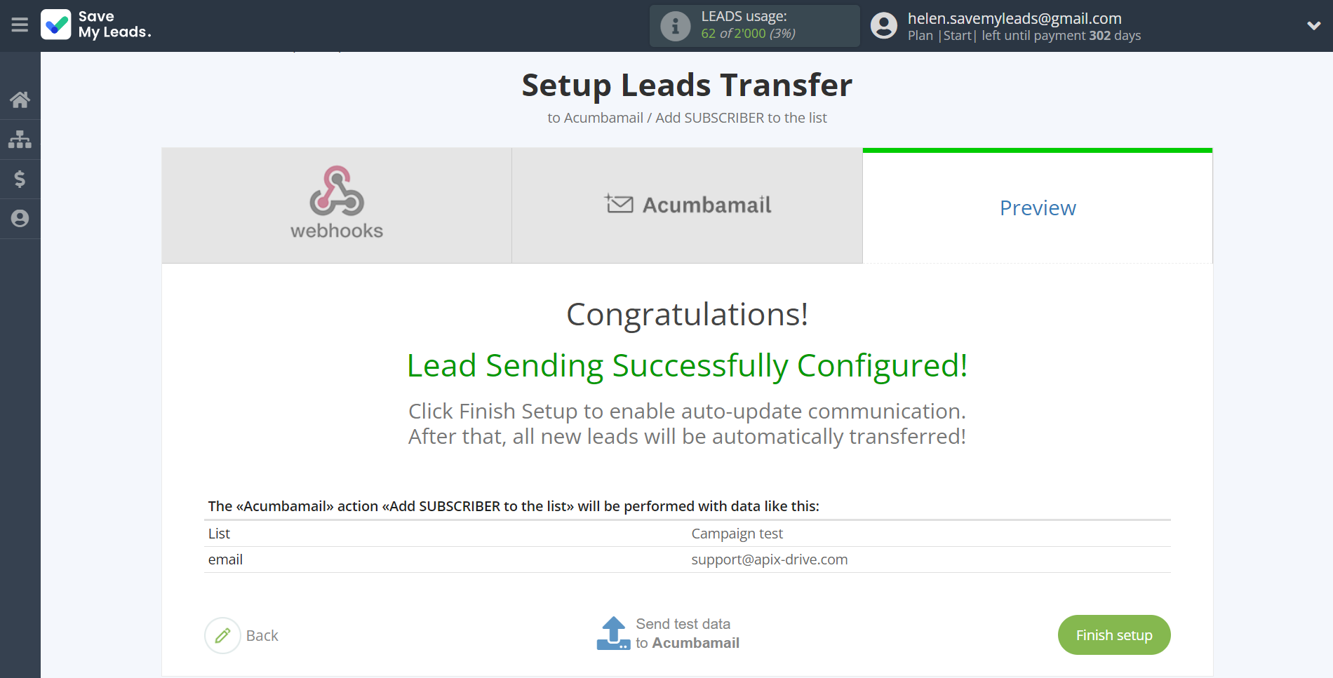 How to Connect Webhooks with Acumbamail Add Subscribers | Test data How to Connect Webhooks with Acumbamail Add Subscribers | Test data