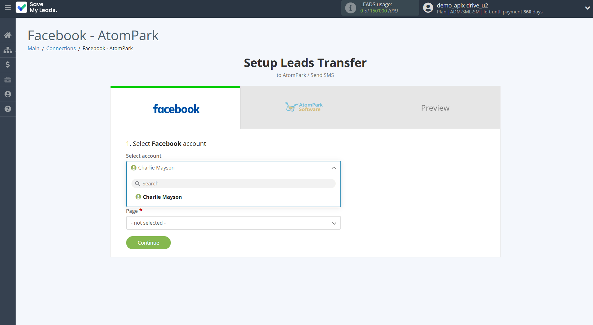 How to Connect Facebook with AtomPark | Data Source account selection How to Connect Facebook with AtomPark | Data Source account selection