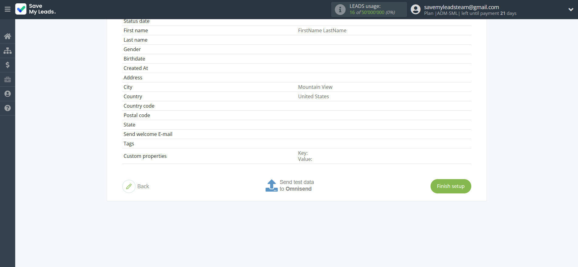 How to Connect Webhooks with Omnisend Create Contacts | Test data