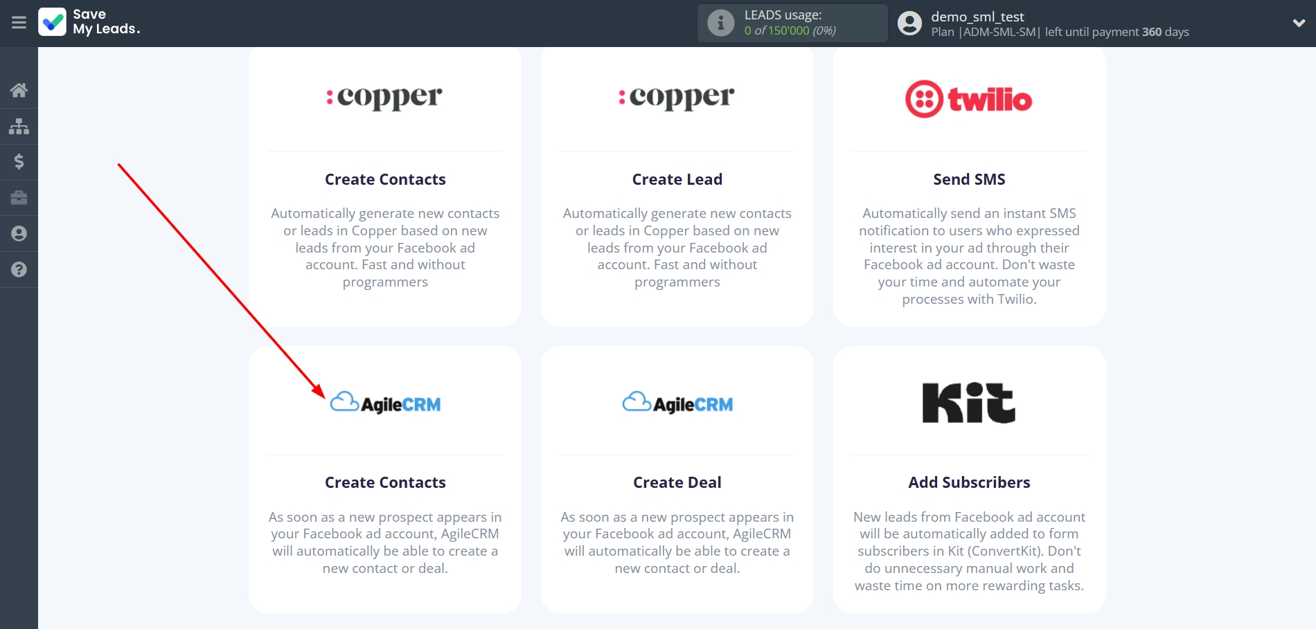 How to Connect Facebook with AgileCRM Create Contacts | Data Destination system selection How to Connect Facebook with AgileCRM Create Contacts | Data Destination system selection