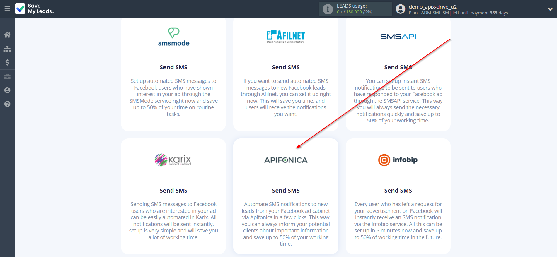 How to Connect Facebook with Apifonica | Data Destination system selection How to Connect Facebook with Apifonica | Data Destination system selection