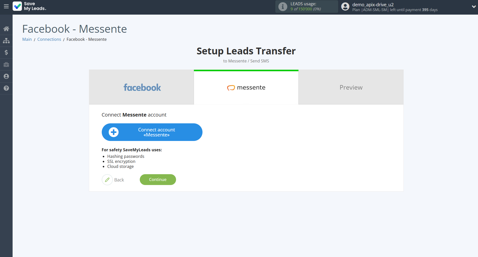 How to Connect Facebook with Messente | Data Destination account connection