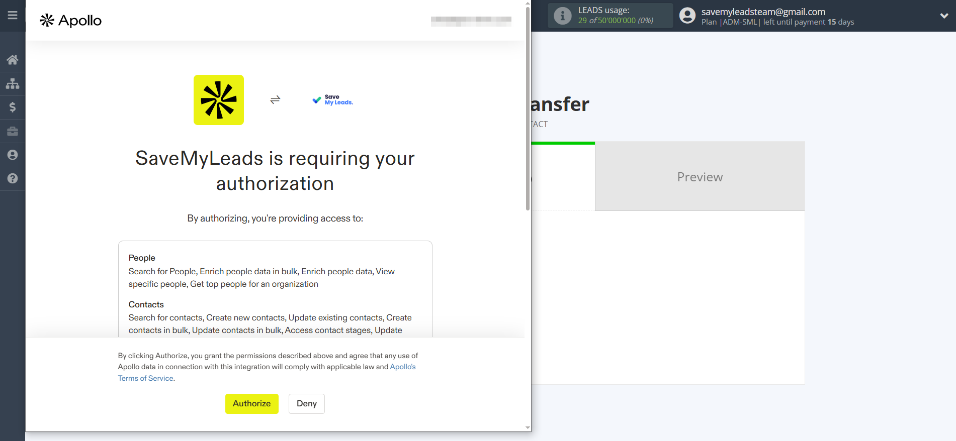 How to Connect Facebook with Apollo.io Create Contacts | Data Destination account connection