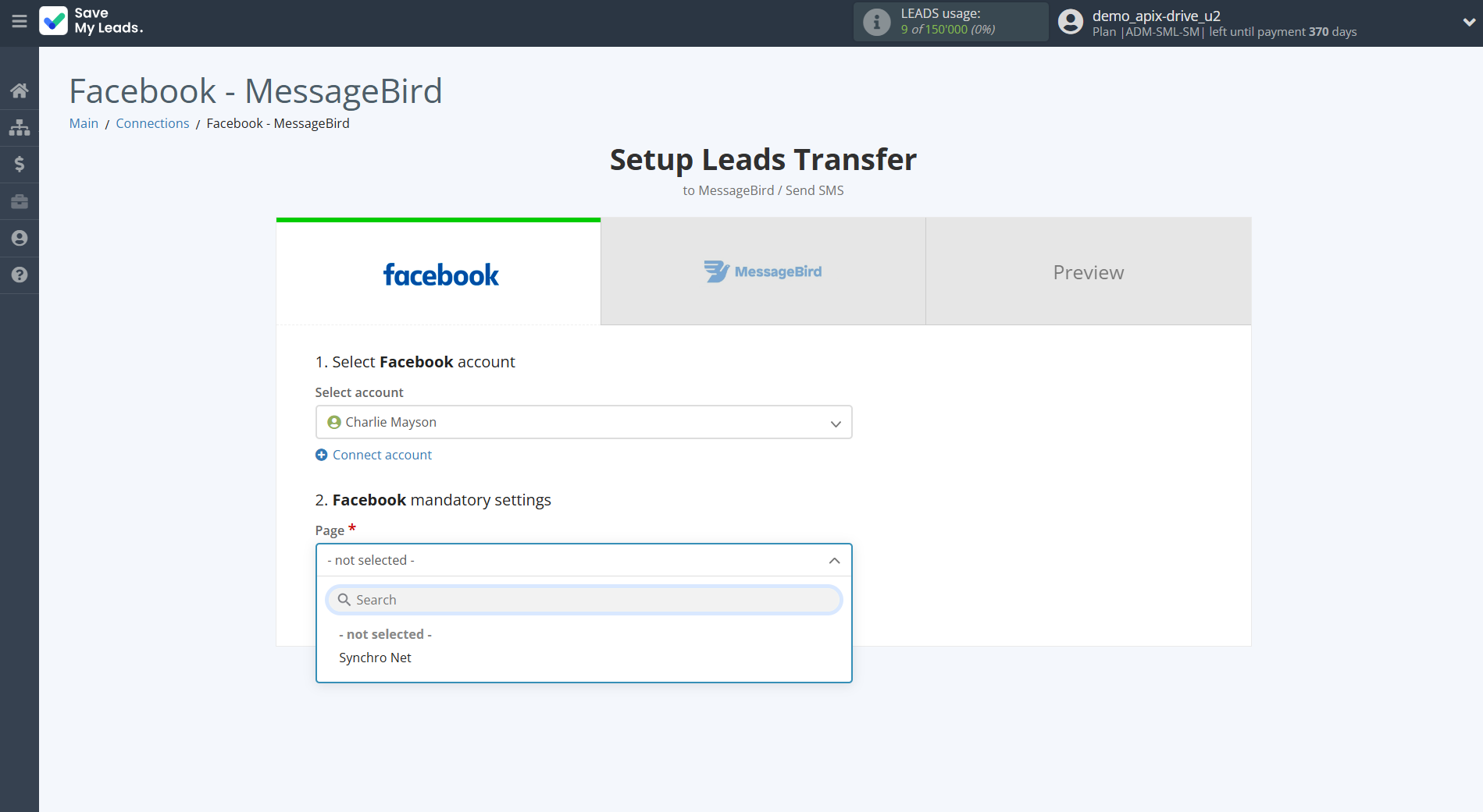 How to Connect Facebook with MessageBird | Data Source account connection