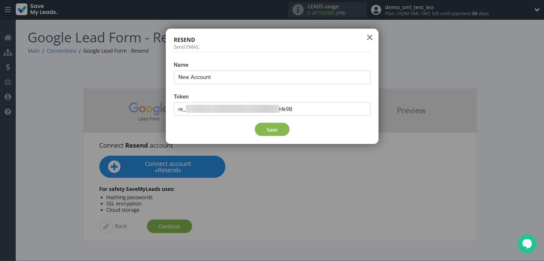 How to Connect Google Lead Form with Resend | Data Destination account connection